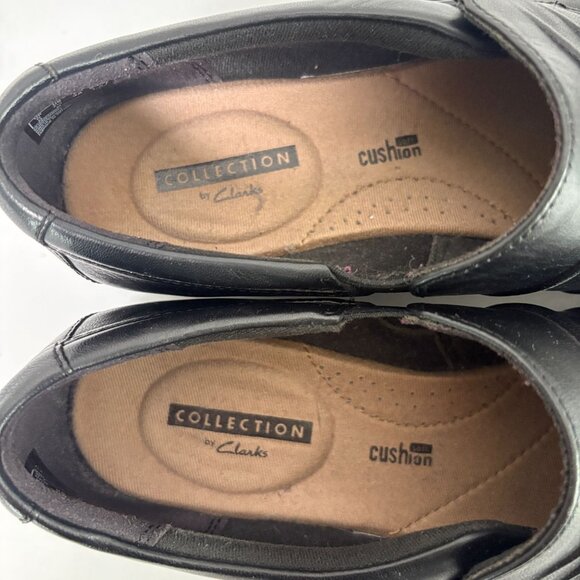 Clarks Collection Slip On Shoes Size 7.5 M Black Leather Casual Everyday Wedge - Picture 5 of 10